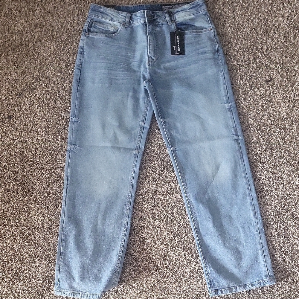 Blue Straight-Leg Jeans with Classic Denim Style. M.Society